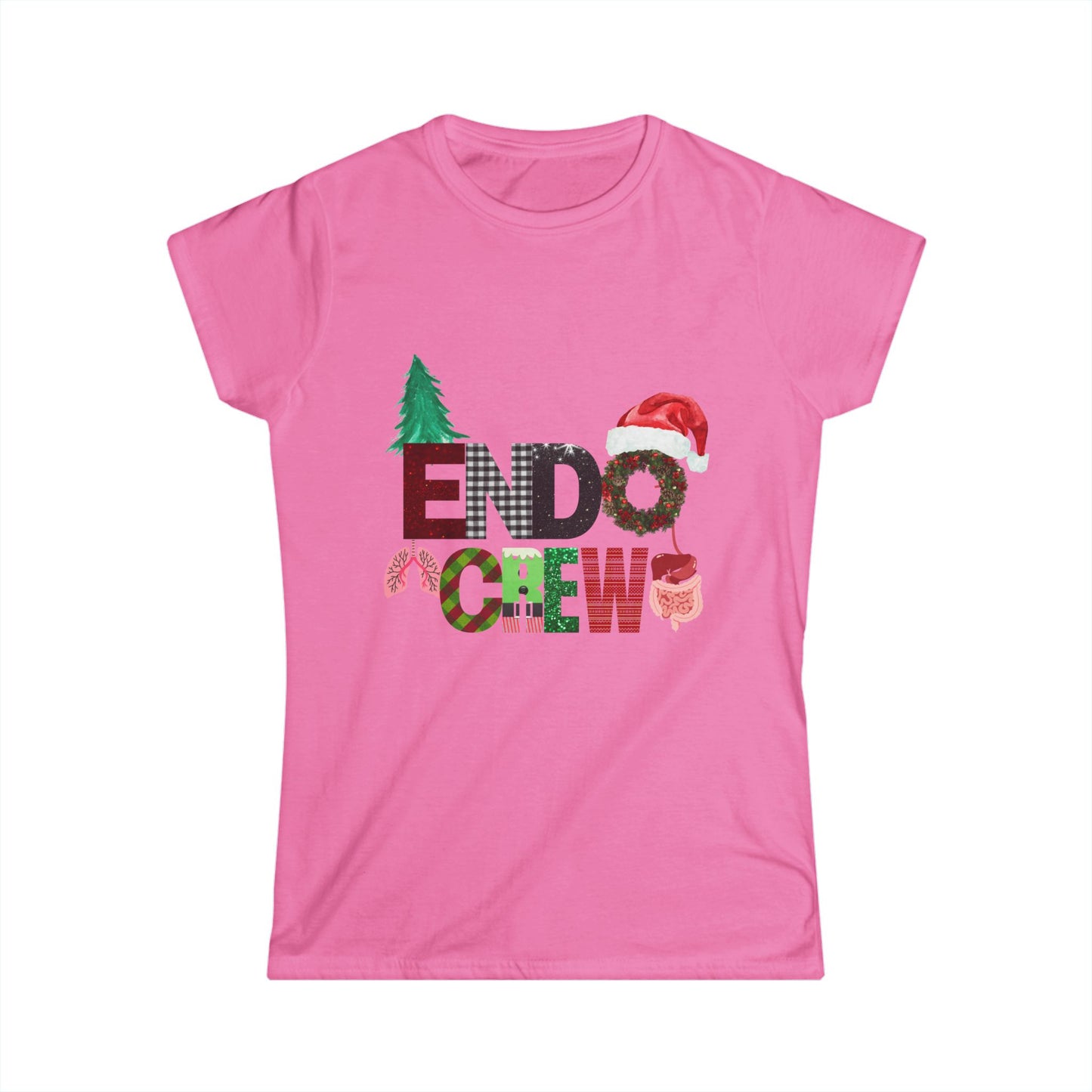 Christmas Women's Softstyle Tee - Endo Crew Christmas Shirt, Festive Apparel for Gatherings, Gifts, Celebrations