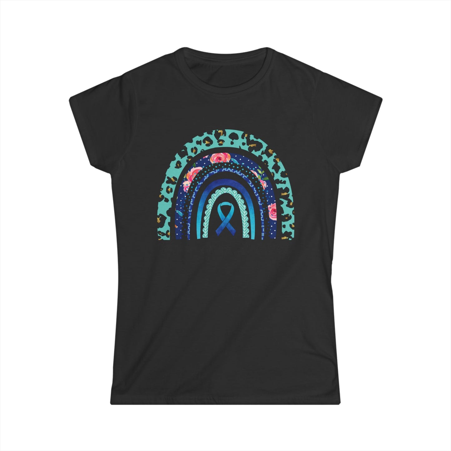 Women's Colon Cancer Awareness Tee, Support Shirt, Gift for Cancer Fighters, Breast Cancer, Awareness Day Shirt, Rainbow Design