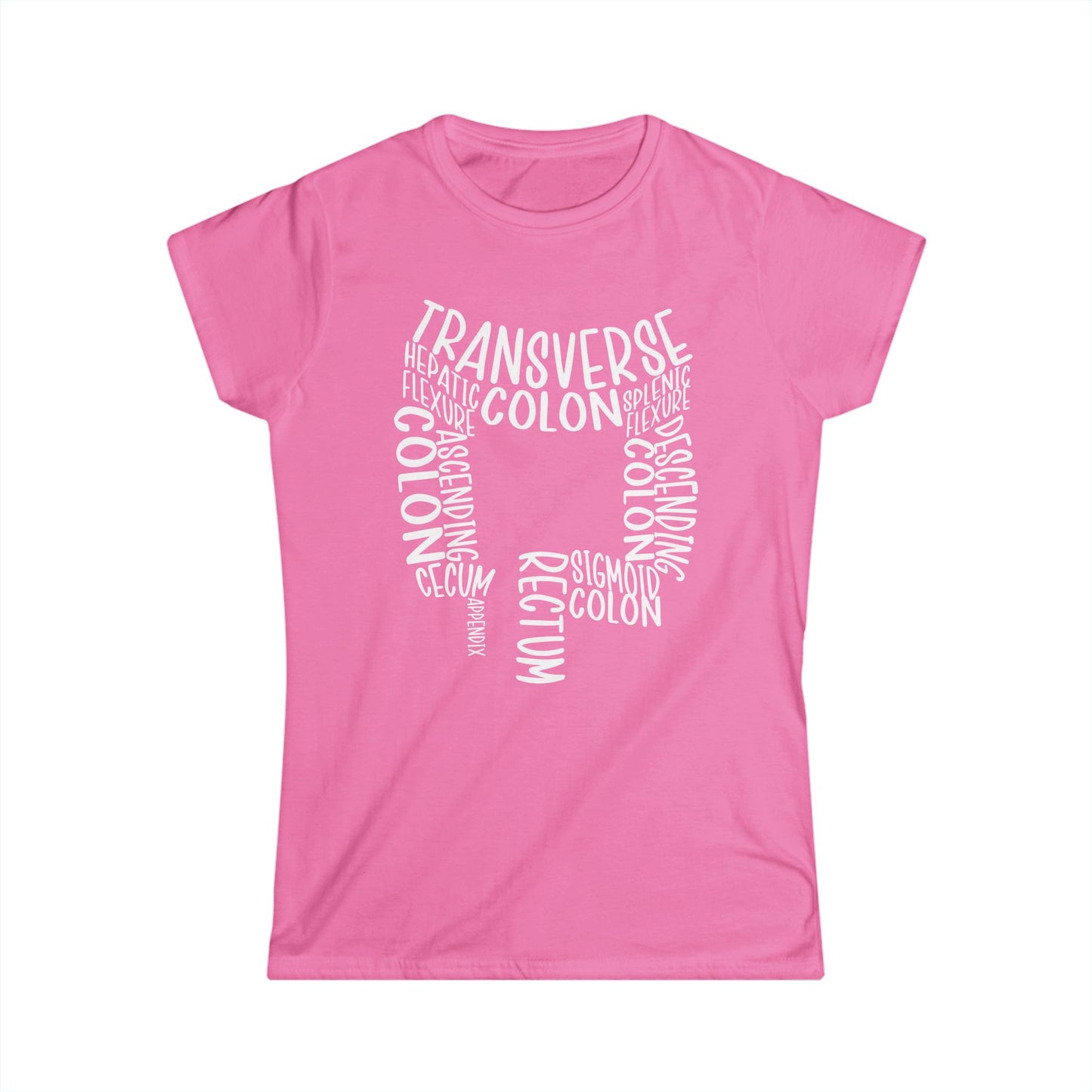 Colon Anatomy-Inspired Women's Softstyle Tee - Gift for Medical Students, Healthcare Workers, Colon Awareness, Unique Educational Tee