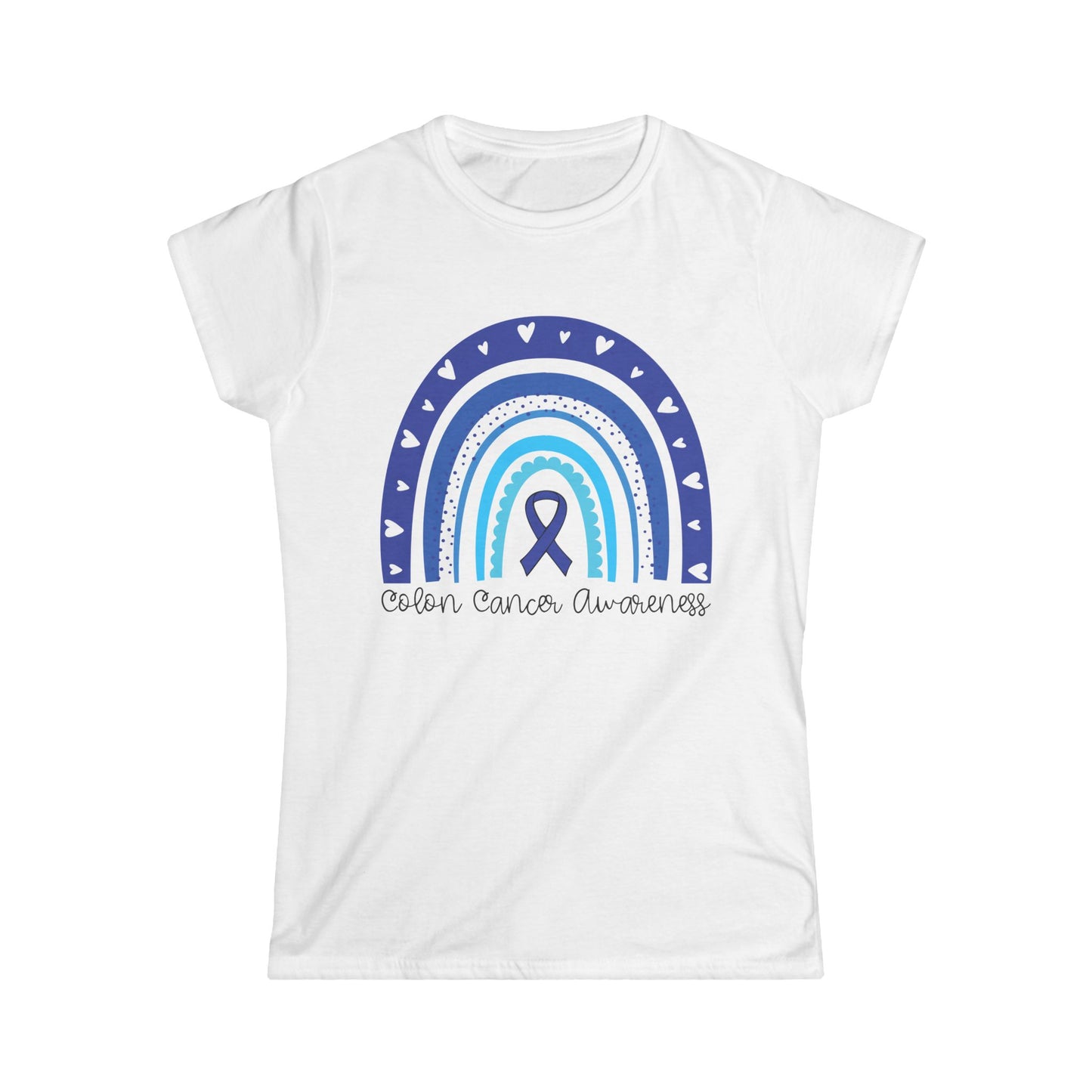 Women's Colon Cancer Awareness Tee, Support Shirt, Gift for Cancer Fighters, Breast Cancer, Awareness Day Shirt, Rainbow Design