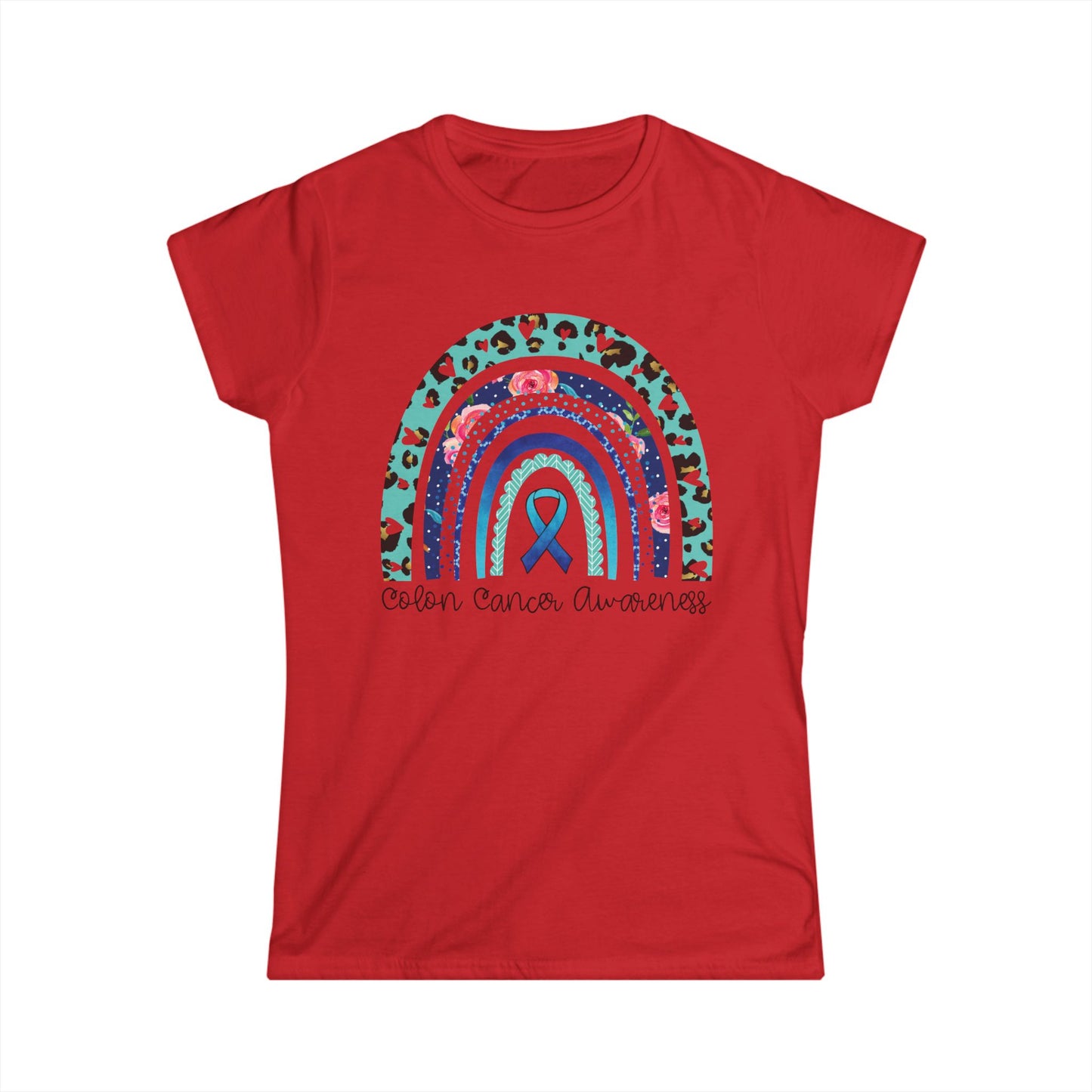 Women's Colon Cancer Awareness Tee, Support Shirt, Gift for Cancer Fighters, Breast Cancer, Awareness Day Shirt, Rainbow Design