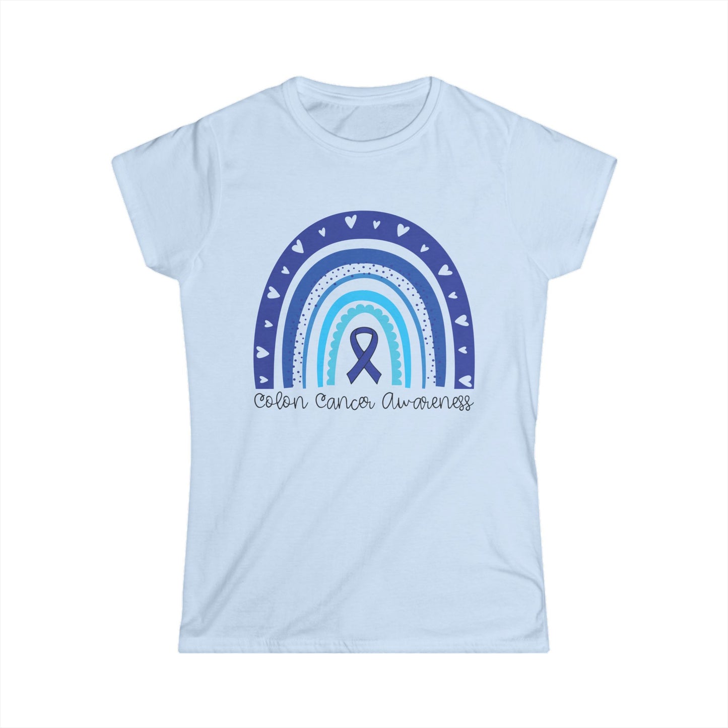 Women's Colon Cancer Awareness Tee, Support Shirt, Gift for Cancer Fighters, Breast Cancer, Awareness Day Shirt, Rainbow Design