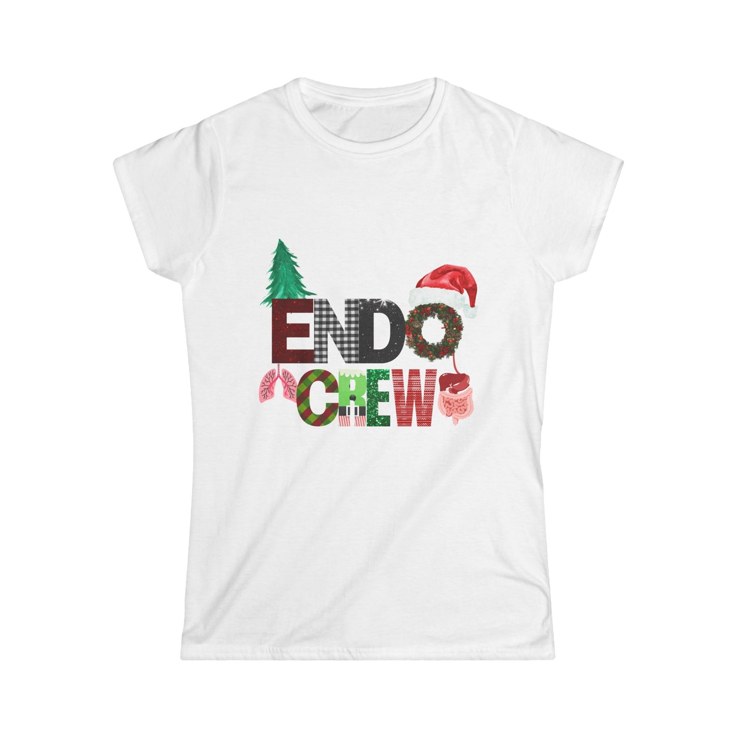 Christmas Women's Softstyle Tee - Endo Crew Christmas Shirt, Festive Apparel for Gatherings, Gifts, Celebrations