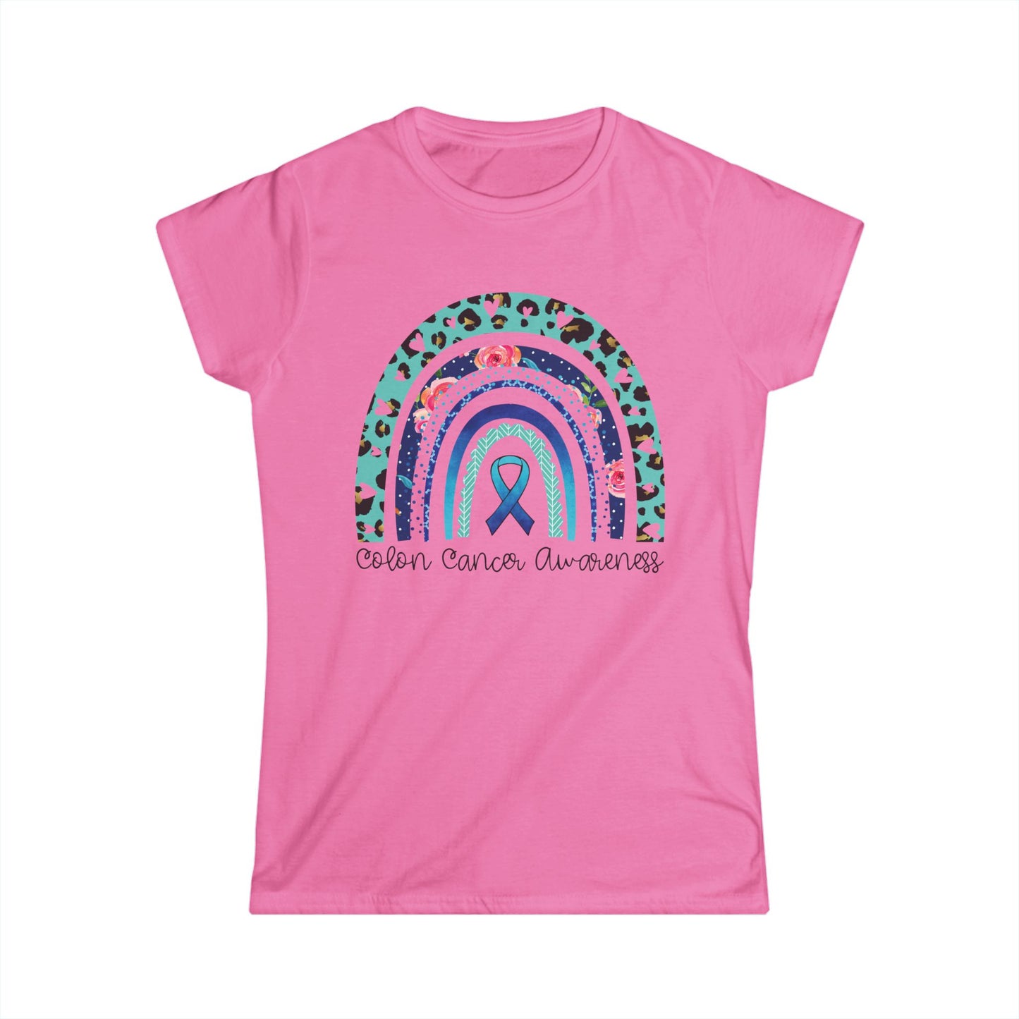 Women's Colon Cancer Awareness Tee, Support Shirt, Gift for Cancer Fighters, Breast Cancer, Awareness Day Shirt, Rainbow Design