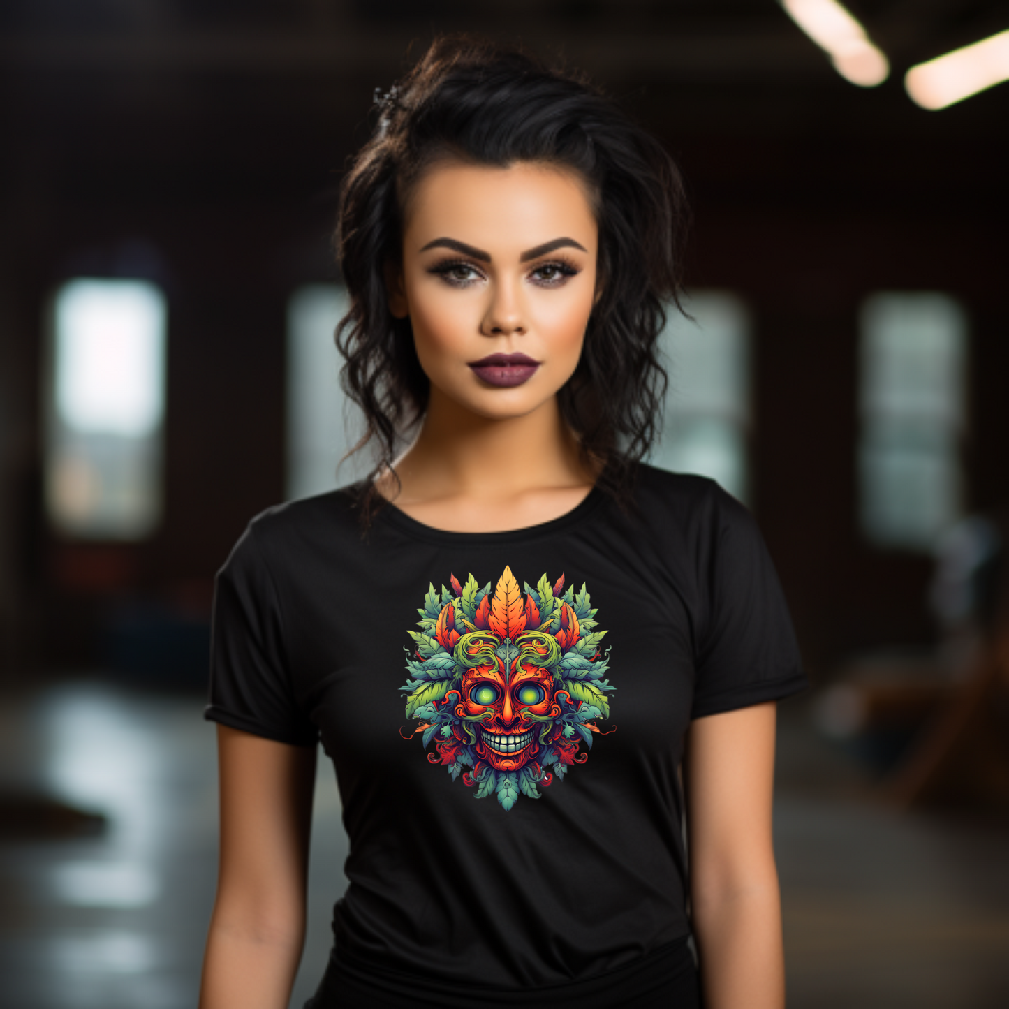 Colorful Skull Weed Marijuana Herb 420 T-Shirt Design
