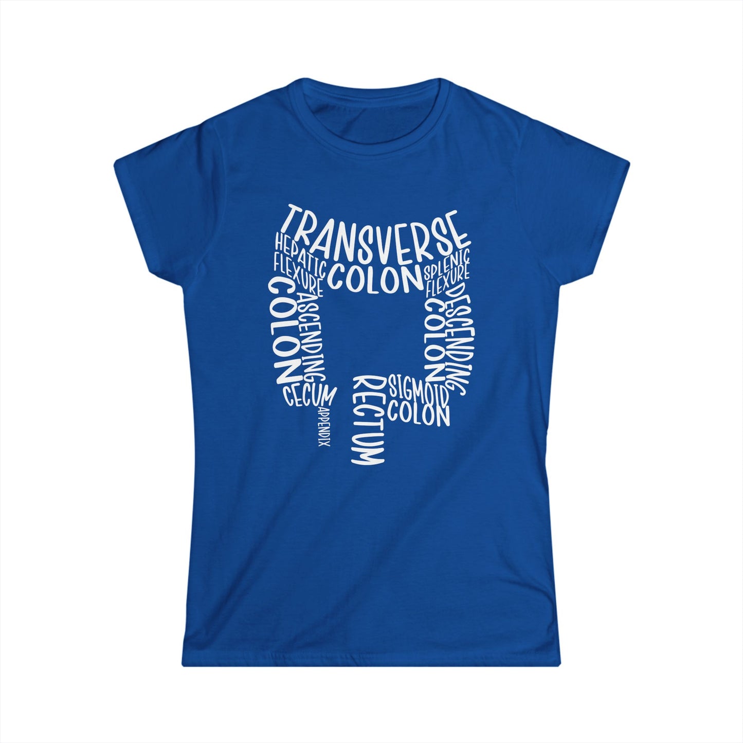 Colon Anatomy-Inspired Women's Softstyle Tee - Gift for Medical Students, Healthcare Workers, Colon Awareness, Unique Educational Tee