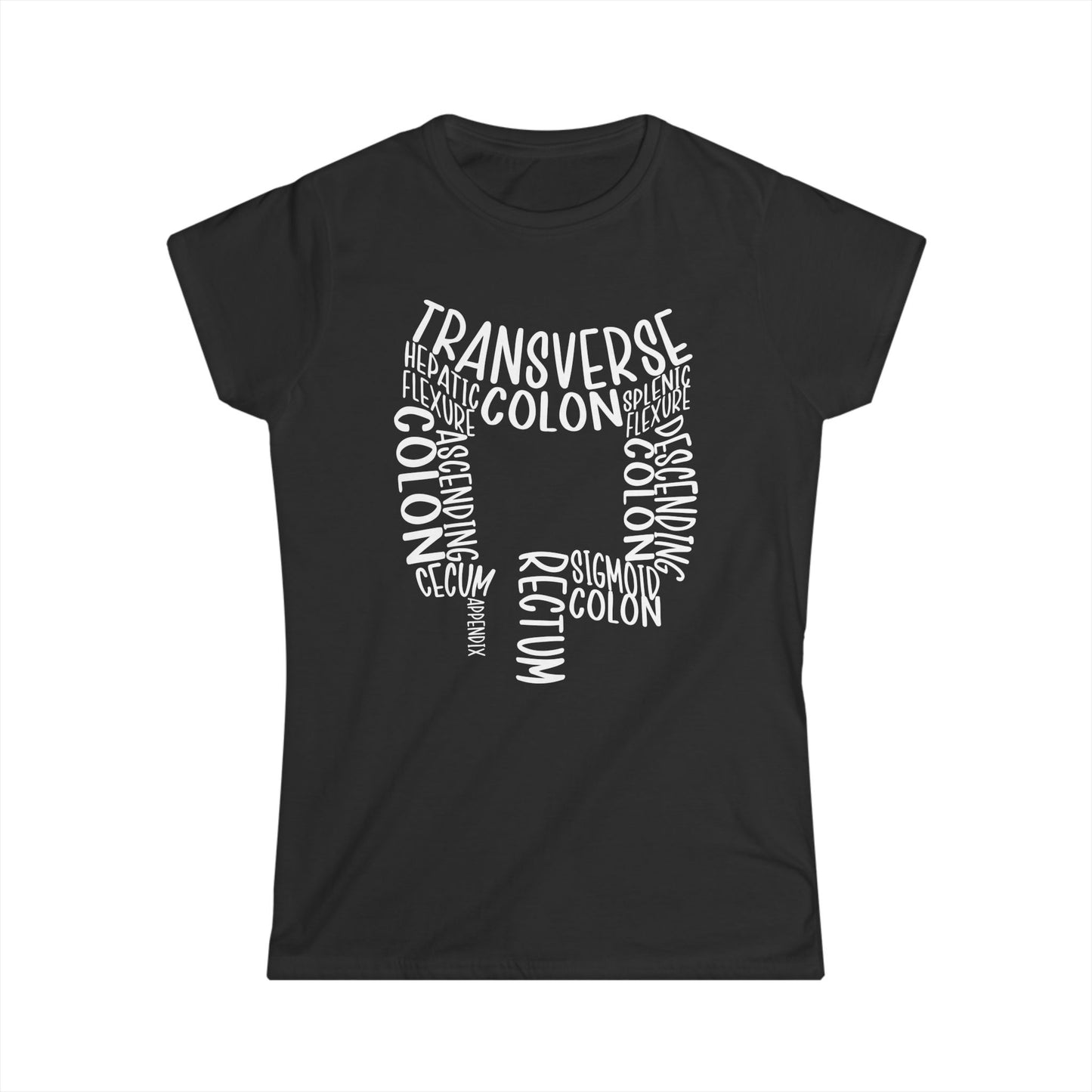 Colon Anatomy-Inspired Women's Softstyle Tee - Gift for Medical Students, Healthcare Workers, Colon Awareness, Unique Educational Tee