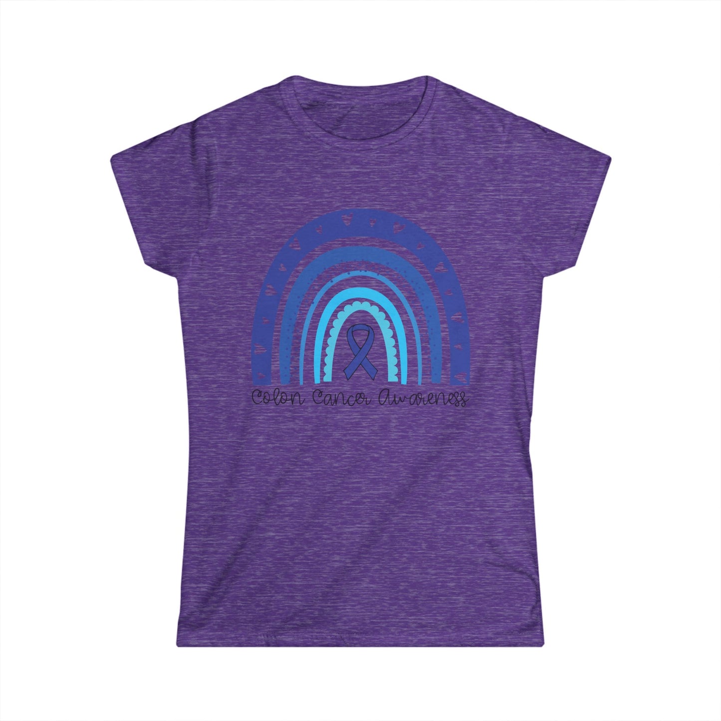 Women's Colon Cancer Awareness Tee, Support Shirt, Gift for Cancer Fighters, Breast Cancer, Awareness Day Shirt, Rainbow Design
