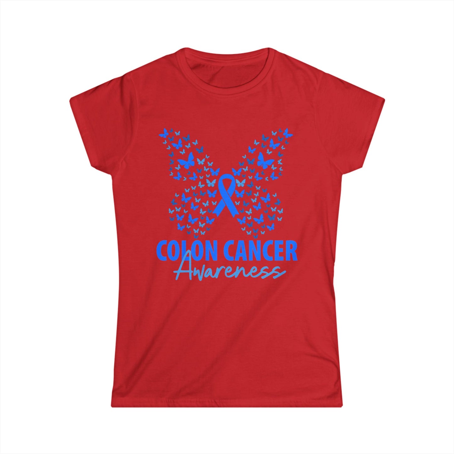 Women's Colon Cancer Awareness Tee, Support Shirt, Gift for Cancer Fighters, Breast Cancer, Awareness Day Shirt, Butterfly Design