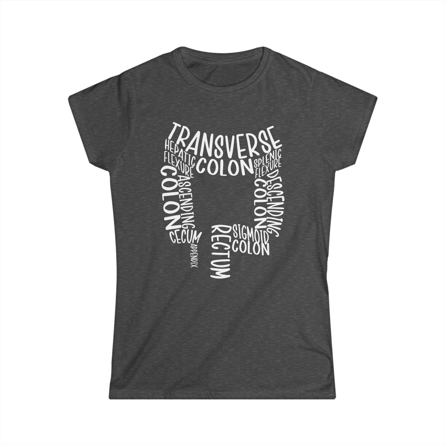 Colon Anatomy-Inspired Women's Softstyle Tee - Gift for Medical Students, Healthcare Workers, Colon Awareness, Unique Educational Tee