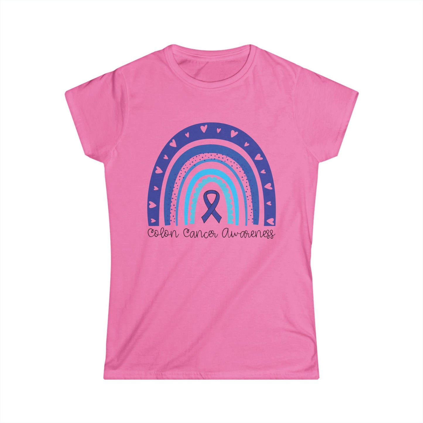 Women's Colon Cancer Awareness Tee, Support Shirt, Gift for Cancer Fighters, Breast Cancer, Awareness Day Shirt, Rainbow Design