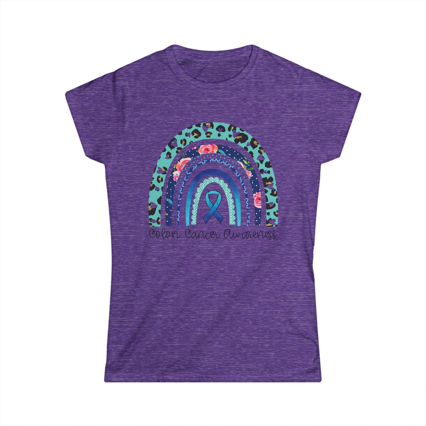 Women's Colon Cancer Awareness Tee, Support Shirt, Gift for Cancer Fighters, Breast Cancer, Awareness Day Shirt, Rainbow Design