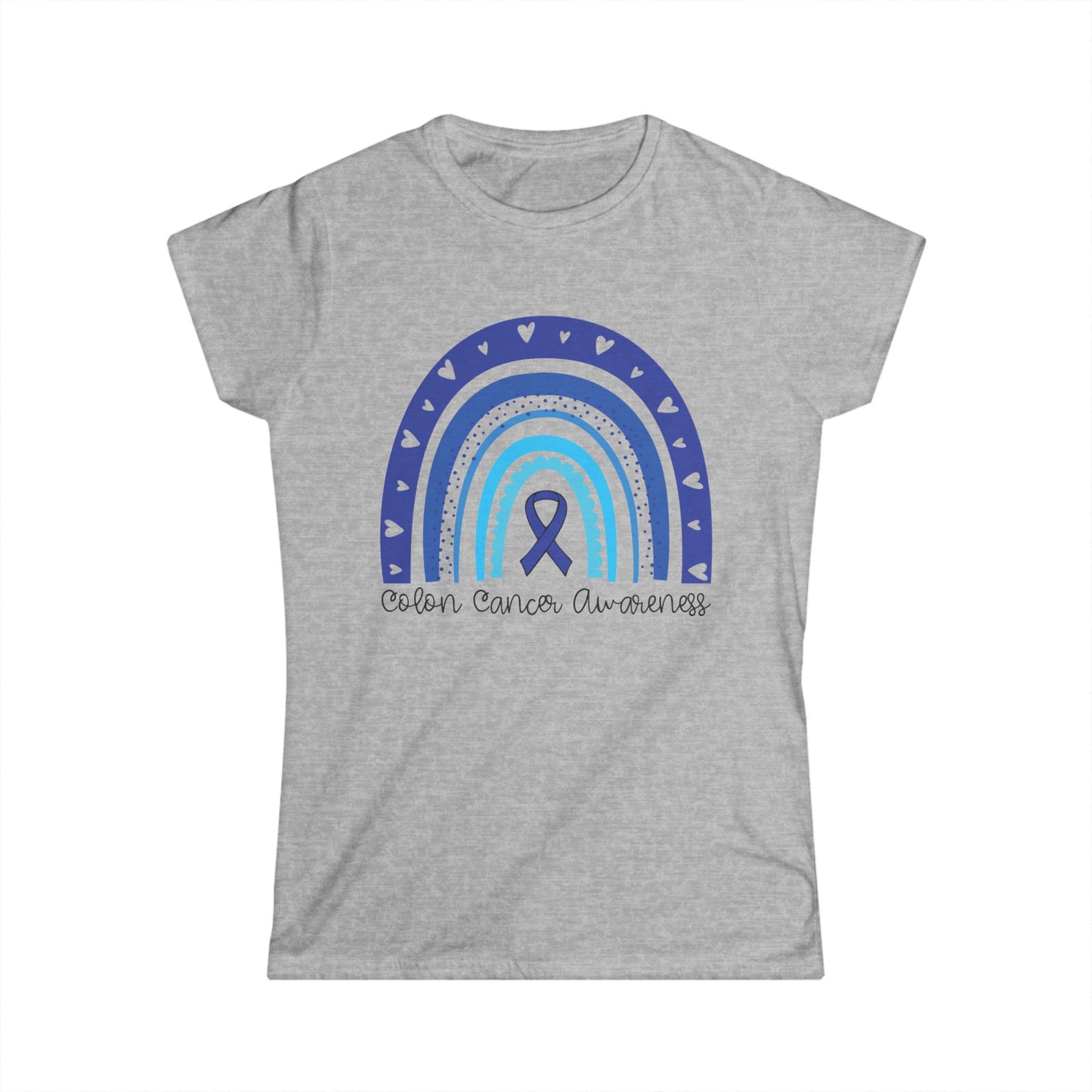 Women's Colon Cancer Awareness Tee, Support Shirt, Gift for Cancer Fighters, Breast Cancer, Awareness Day Shirt, Rainbow Design
