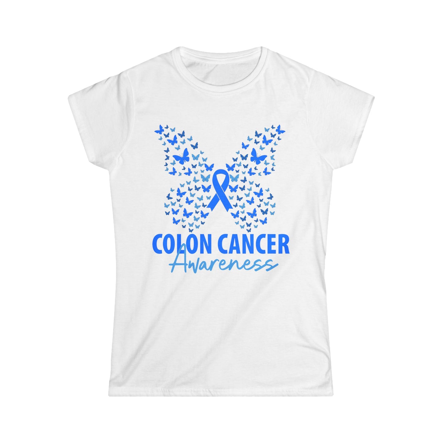 Women's Colon Cancer Awareness Tee, Support Shirt, Gift for Cancer Fighters, Breast Cancer, Awareness Day Shirt, Butterfly Design