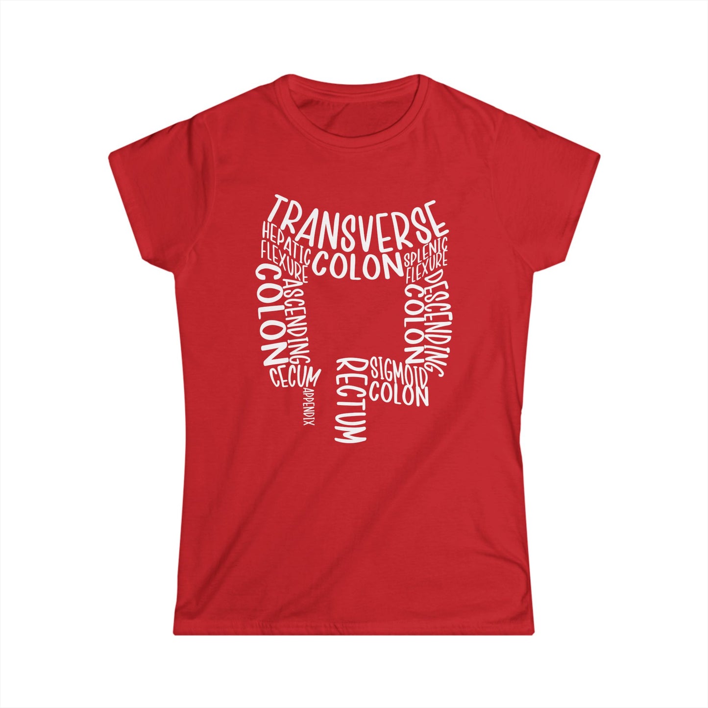 Colon Anatomy-Inspired Women's Softstyle Tee - Gift for Medical Students, Healthcare Workers, Colon Awareness, Unique Educational Tee