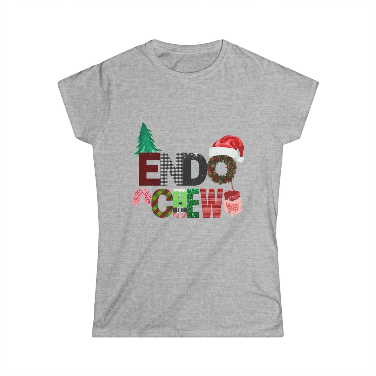 Christmas Women's Softstyle Tee - Endo Crew Christmas Shirt, Festive Apparel for Gatherings, Gifts, Celebrations