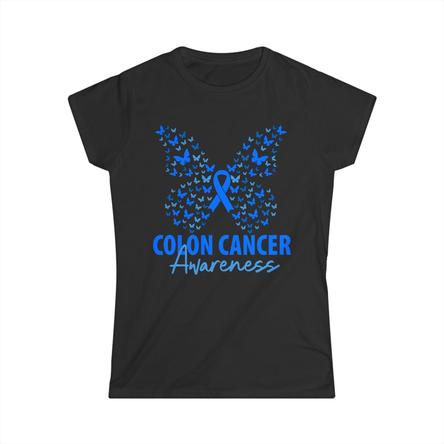 Women's Colon Cancer Awareness Tee, Support Shirt, Gift for Cancer Fighters, Breast Cancer, Awareness Day Shirt, Butterfly Design