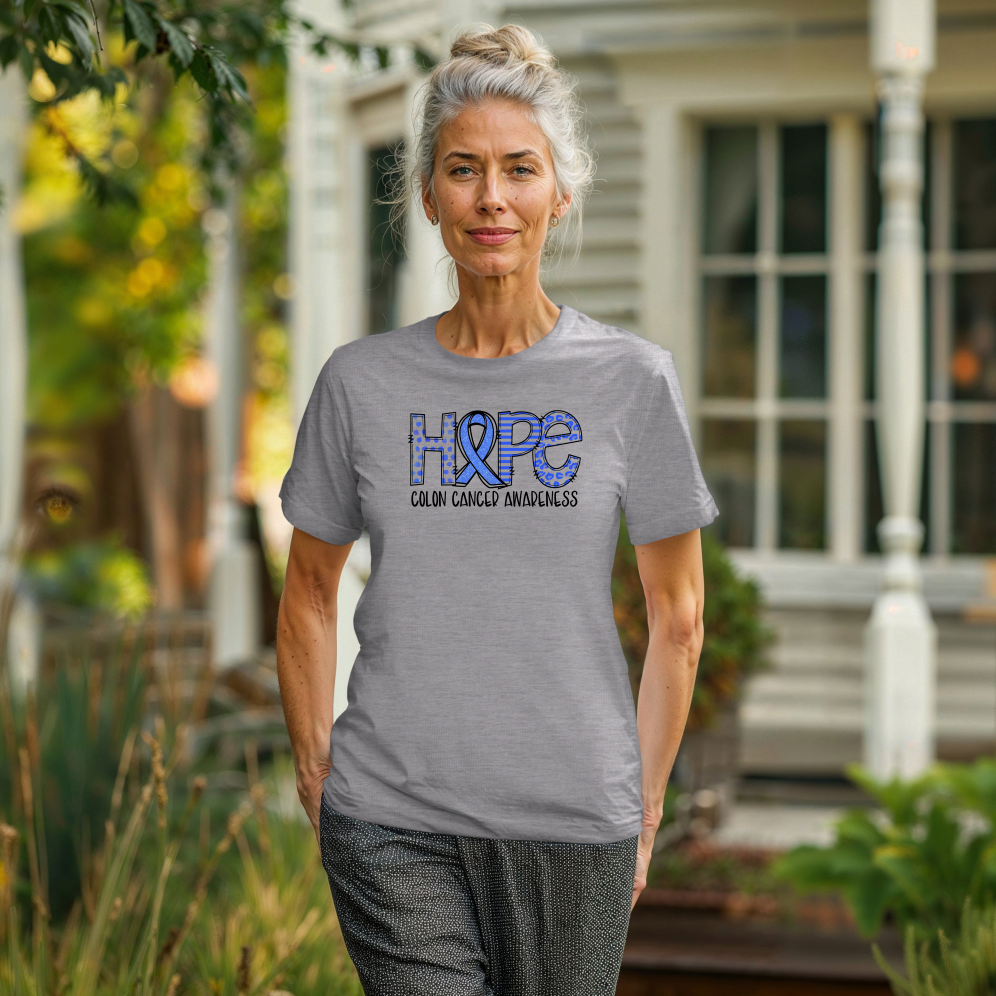 Women's Colon Cancer Awareness Tee, Support Shirt, Gift for Cancer Fighters, Breast Cancer, Awareness Day Shirt, Rainbow Design