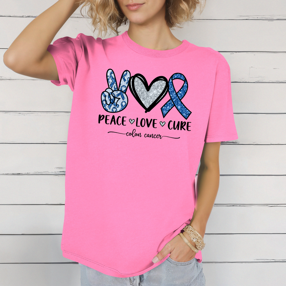Women's Colon Cancer Awareness Tee, Support Shirt, Gift for Cancer Fighters, Breast Cancer, Awareness Day Shirt, Rainbow Design
