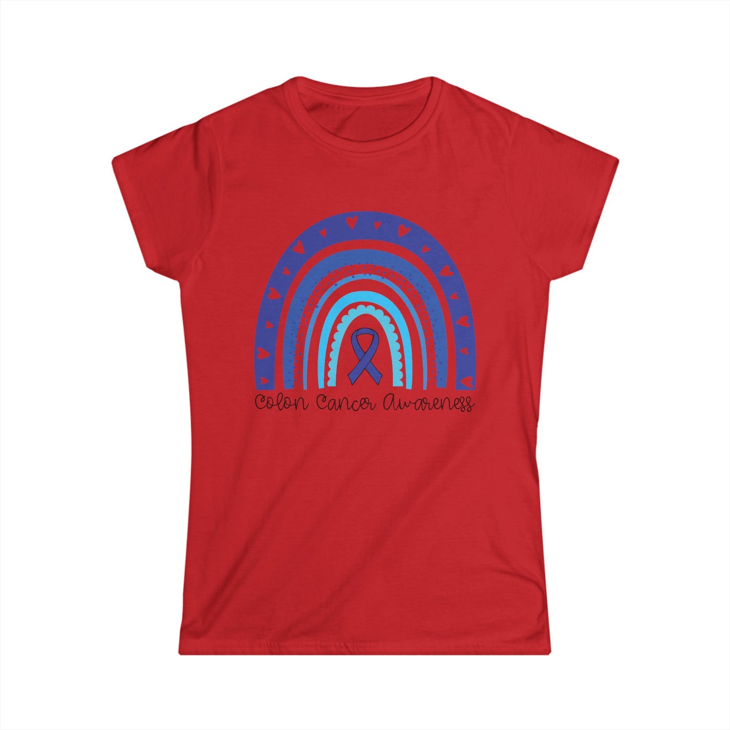 Women's Colon Cancer Awareness Tee, Support Shirt, Gift for Cancer Fighters, Breast Cancer, Awareness Day Shirt, Rainbow Design
