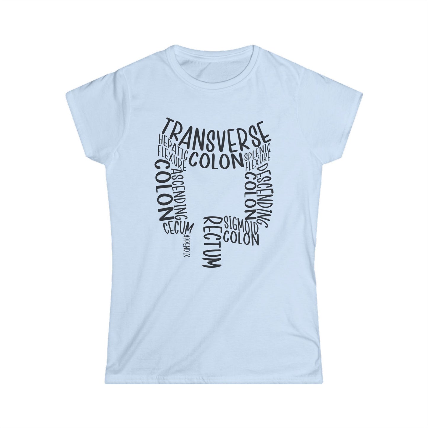Colon Anatomy-Inspired Women's Softstyle Tee - Gift for Medical Students, Healthcare Workers, Colon Awareness, Unique Educational Tee