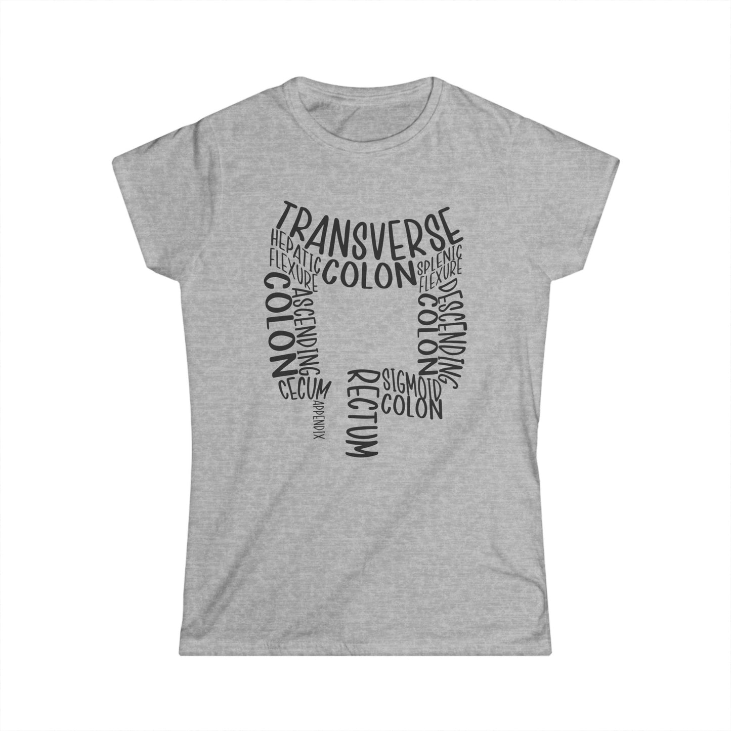 Colon Anatomy-Inspired Women's Softstyle Tee - Gift for Medical Students, Healthcare Workers, Colon Awareness, Unique Educational Tee