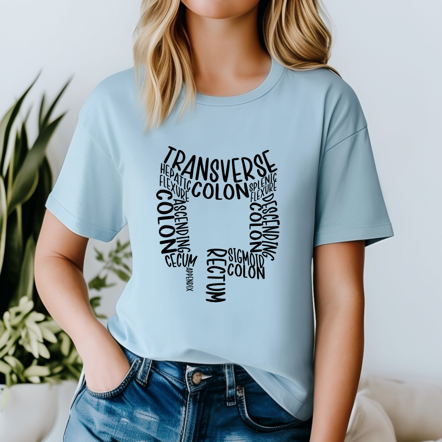 Colon Anatomy-Inspired Women's Softstyle Tee - Gift for Medical Students, Healthcare Workers, Colon Awareness, Unique Educational Tee
