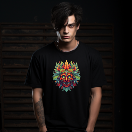 Colorful Skull Weed Marijuana Herb 420 T-Shirt Design