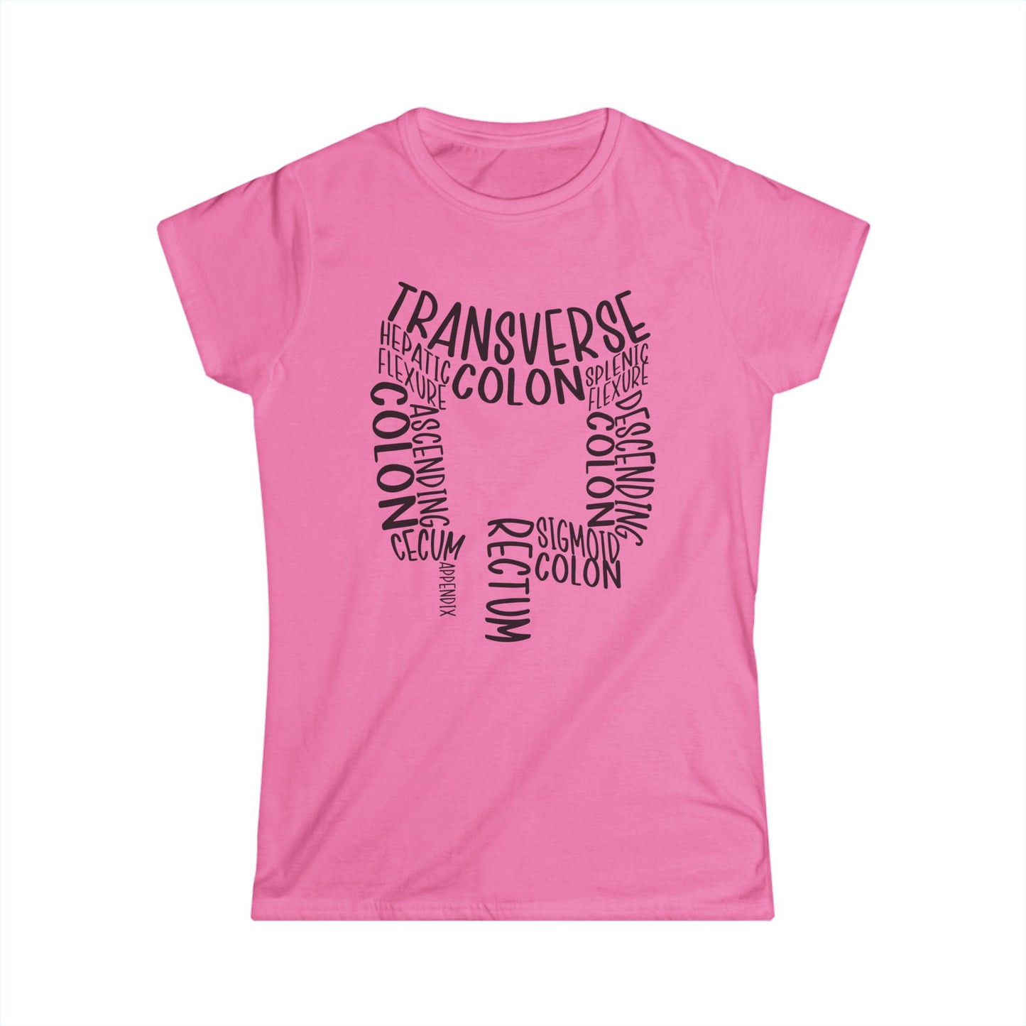 Colon Anatomy-Inspired Women's Softstyle Tee - Gift for Medical Students, Healthcare Workers, Colon Awareness, Unique Educational Tee