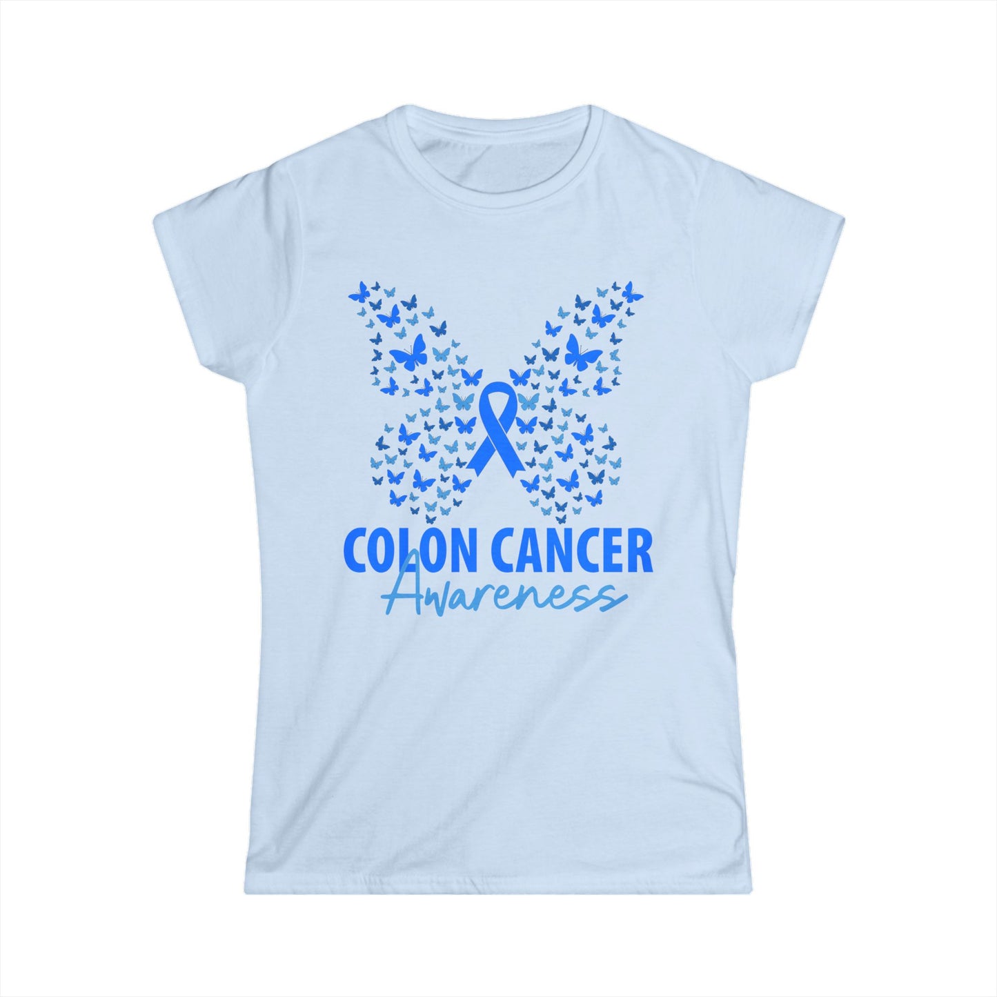 Women's Colon Cancer Awareness Tee, Support Shirt, Gift for Cancer Fighters, Breast Cancer, Awareness Day Shirt, Butterfly Design