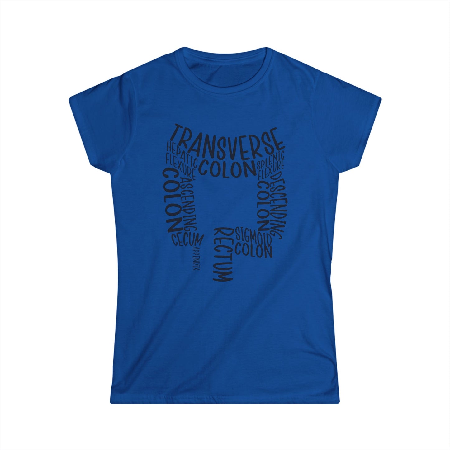 Colon Anatomy-Inspired Women's Softstyle Tee - Gift for Medical Students, Healthcare Workers, Colon Awareness, Unique Educational Tee