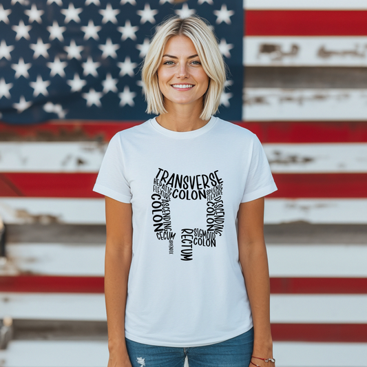 Colon Anatomy-Inspired Women's Softstyle Tee - Gift for Medical Students, Healthcare Workers, Colon Awareness, Unique Educational Tee