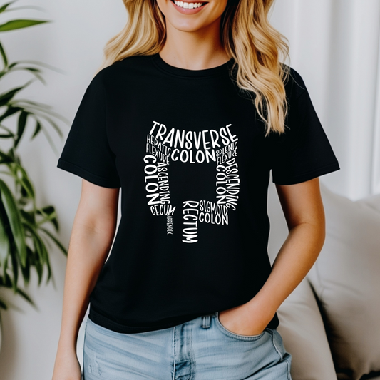 Colon Anatomy-Inspired Women's Softstyle Tee - Gift for Medical Students, Healthcare Workers, Colon Awareness, Unique Educational Tee
